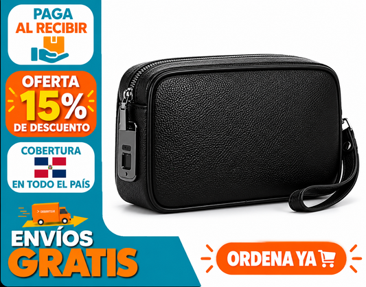 Bolso de Mano con Bloqueo de Huellas Dactilares de PU | UNISEX, Antirrobo