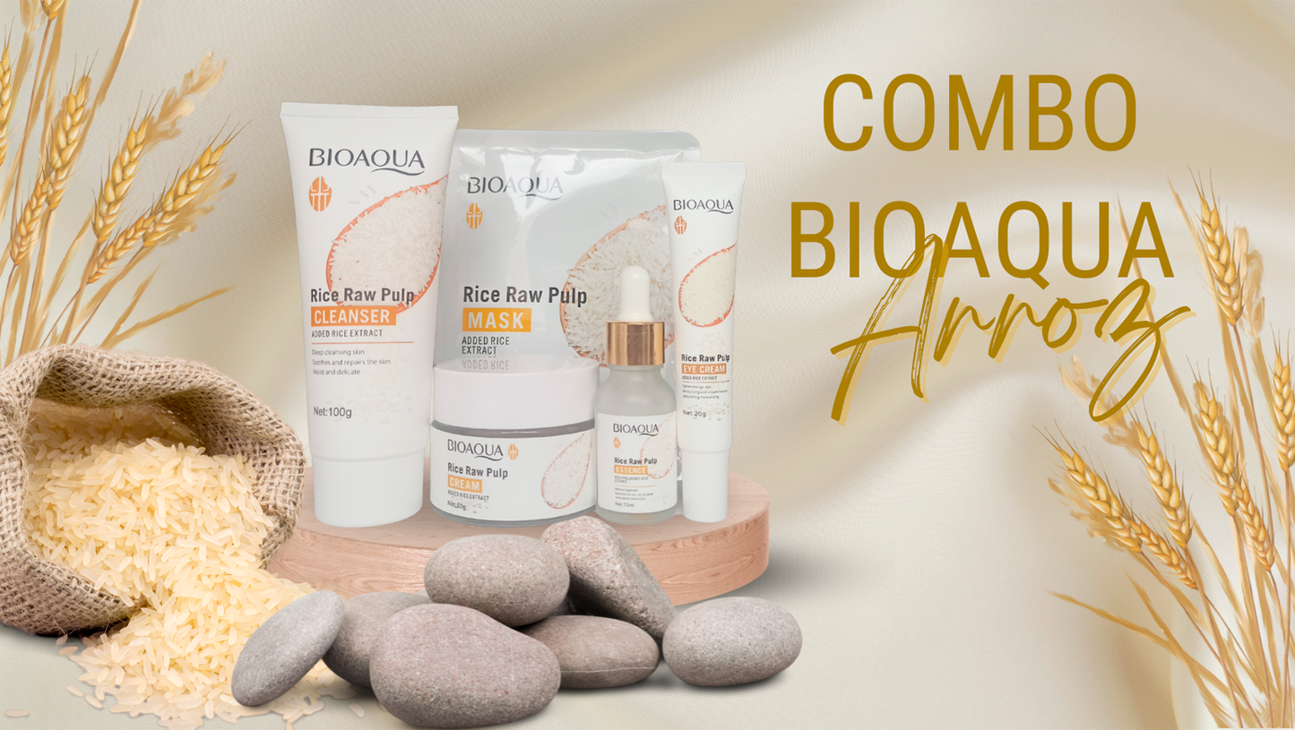 BIOAQUA™ Kit facial de arroz Aclarante Y Anti-edad.