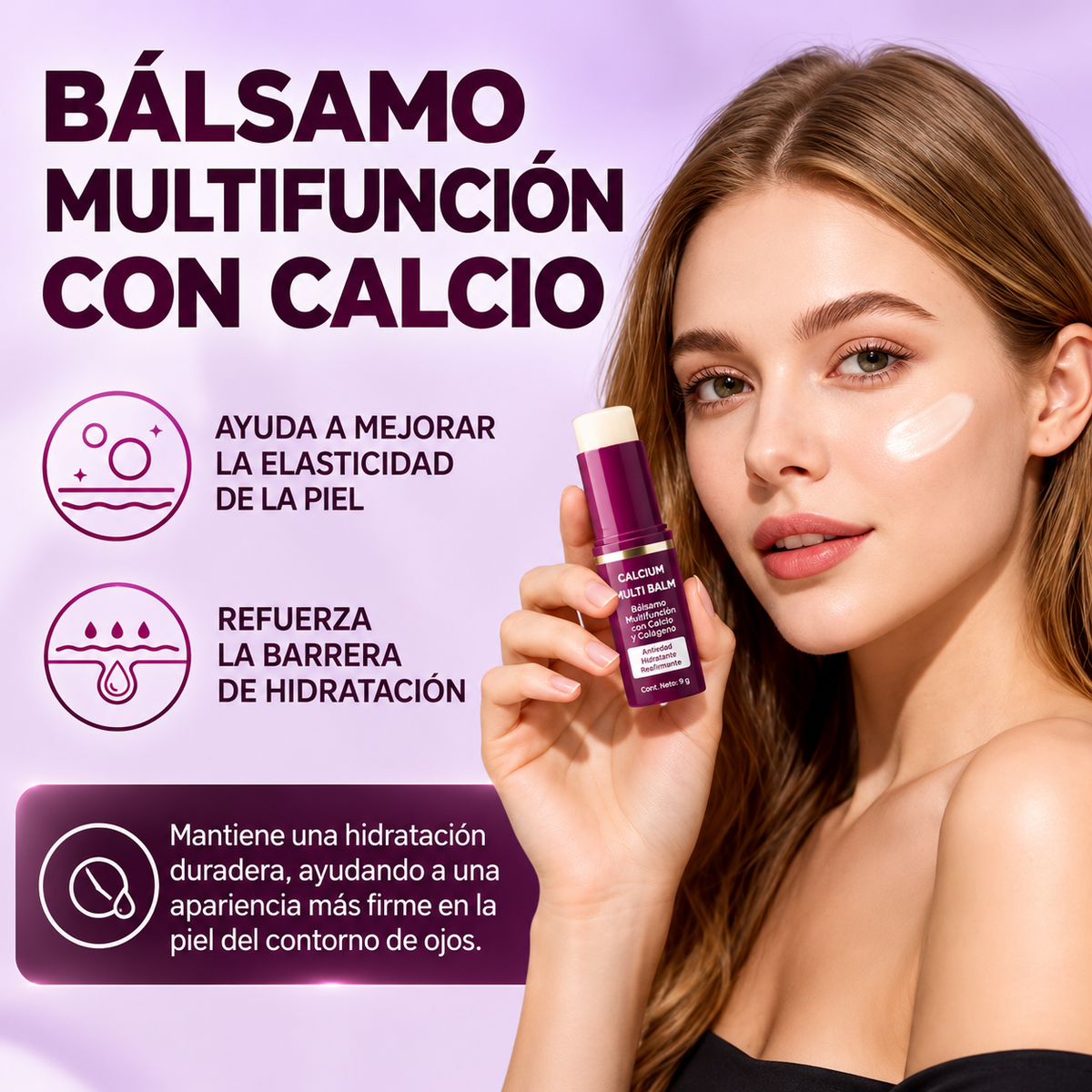 OFERTA 2X1 Bálsamo multiusos calcio™, contorno de arrugas, hidratante con colágeno y vitamina E para labios, contorno de ojos y cuello
