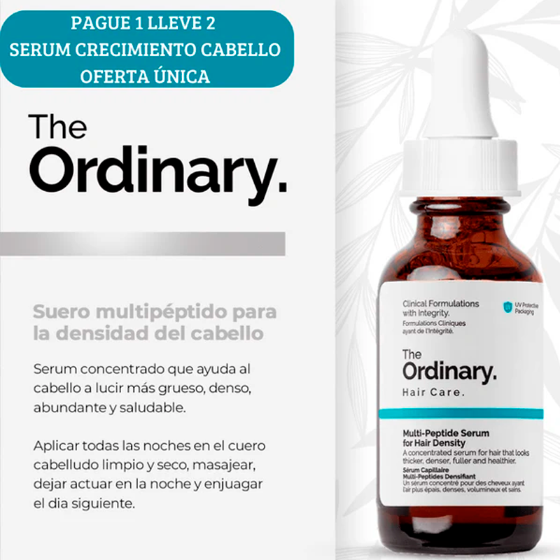 2x1 Oferta- Serum Crecimiento de Cabello Multipeptido Ordinary™