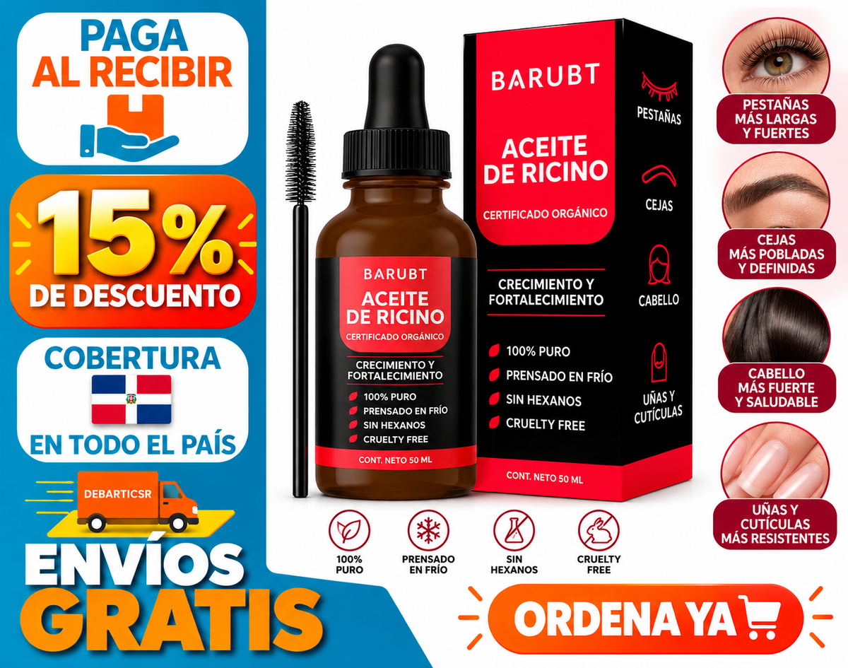 BARUBT | Aceite de Ricino Orgánico, para Pestañas, Cejas, Cabello, y Uñas Nutritivo