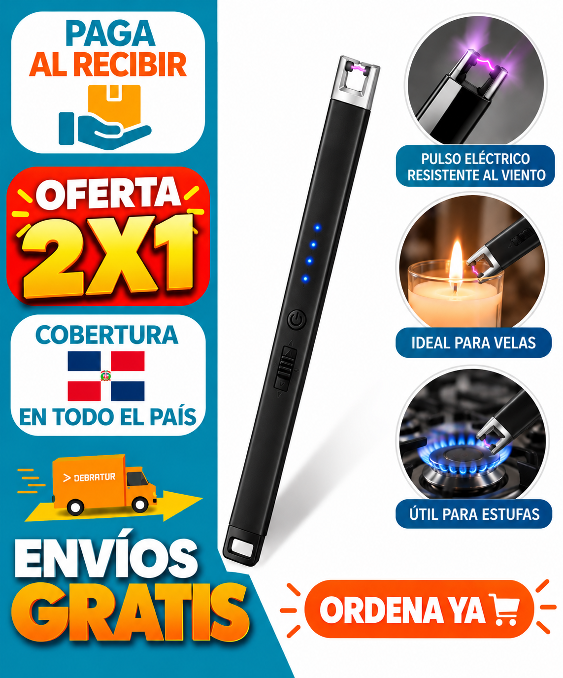OFERTA 2x1 Encendedor Eléctrico Recargable USB-C Plasma ™ Anti-Falso-Toque y Pantalla LED